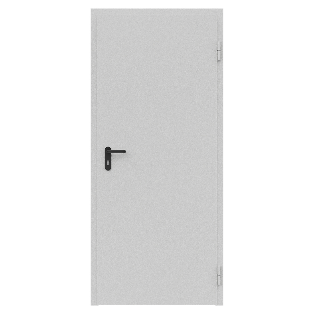 Дверь противопожарная металлическая ДПМ-Пульс-01/30К сплошная, угловая коробка (850х2075), без порога, правая, RAL7035