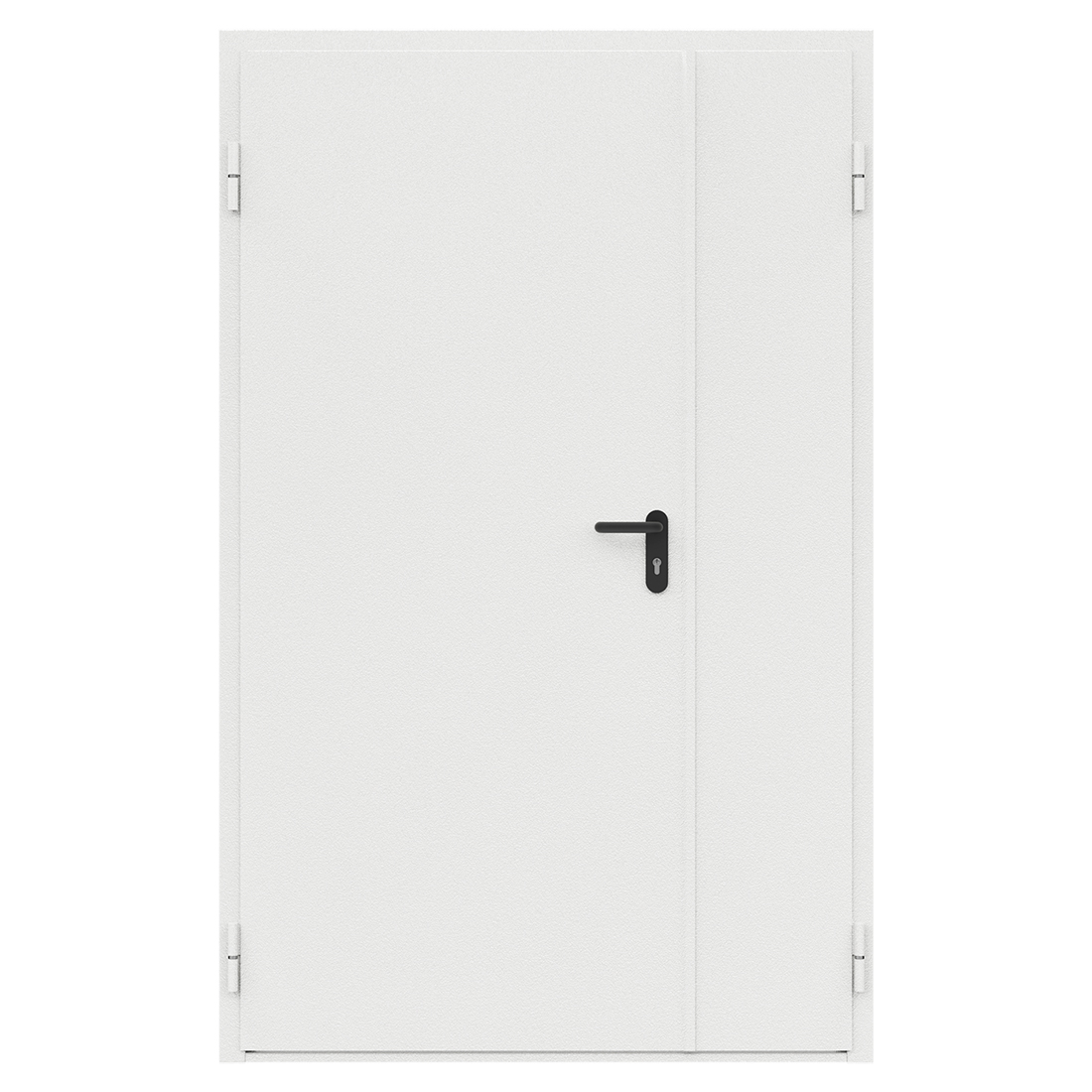 Дверь противопожарная металлическая сплошная двупольная неравнопольная угловая коробка (1250х2075мм) ДПМ-Пульс-02/60 (EI 60), левая, RAL9016
