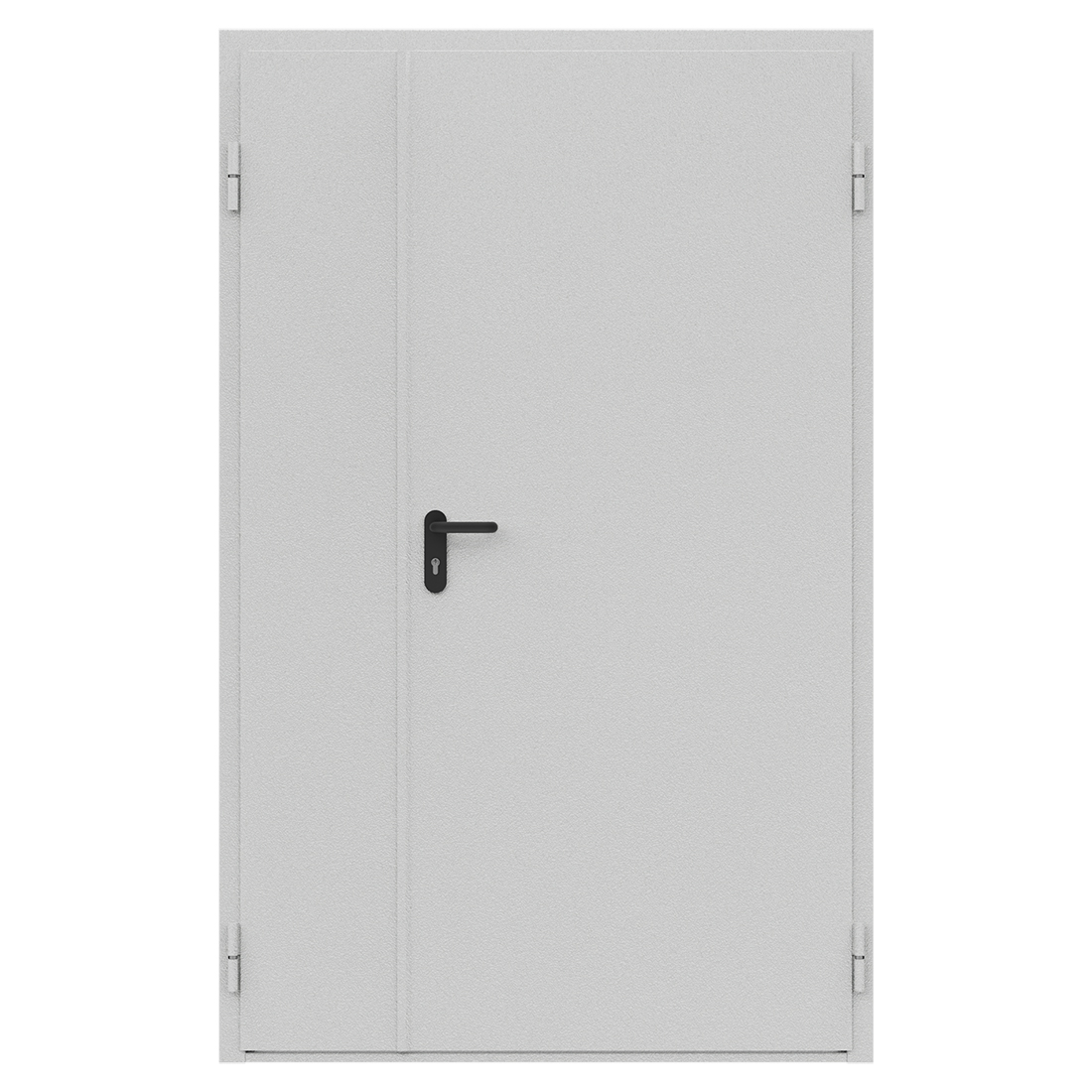 Дверь противопожарная металлическая сплошная двупольная неравнопольная угловая коробка (1250х2075мм) ДПМ-Пульс-02/60 (EI60), правая, RAL7035