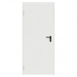 Дверь противопожарная металлическая сплошная однопольная торцевая коробка (0900х2100мм) типа ДПМ-Пульс-01/60К (EI60), левая, RAL9016 (белый, шагрень)