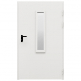 Дверь противопожарная металлическая однопольная типа ДПМ-Пульс-01/60К с остеклением угловая коробка, 1150-1950, Правая, RAL 9010
