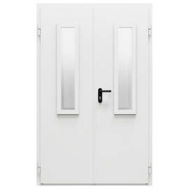 Дверь металлическая остекленная двупольная угловая коробка типа ДМО-200 (1250-2075, Правая, RAL 7035)