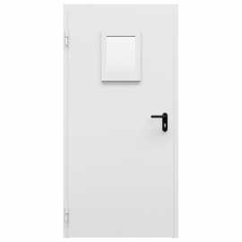 Дверь противопожарная металлическая однопольная ДПМ-Пульс-01/30К с остеклением угловая коробка (0950-2075, Левая, RAL 7035)