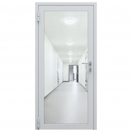 Дверь противопожарная остекленная однопольная ДПО-01/60 (EIW60) из стального профиля, торцевая коробка (880х2090мм), без порога