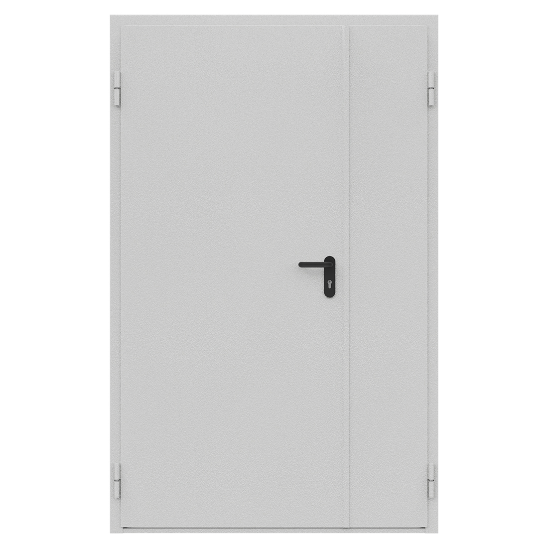 Дверь противопожарная металлическая сплошная двупольная неравнопольная угловая коробка ДПМ-Пульс-02/30К (1350-2075, Левая, RAL 7035)
