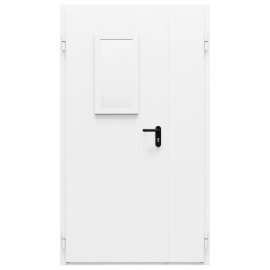 Дверь металлическая остекленная двупольная угло-торцевая коробка типа ДМО-200 (1150-2075, Левая, RAL 9016)