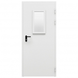 Дверь противопожарная металлическая однопольная ДПМ-Пульс-01/30К с остеклением торцевая коробка (0950-2025, Правая, RAL 7035)