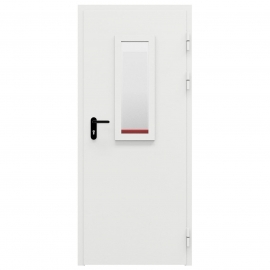 Дверь противопожарная металлическая однопольная типа ДПМ-Пульс-01/60К (EI 60) с остеклением торцевая коробка, 0900-2050, Правая, RAL 9016