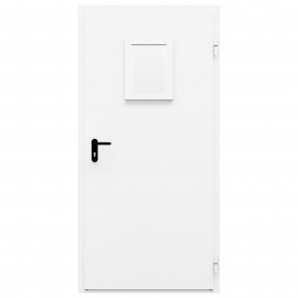 Дверь противопожарная металлическая однопольная типа ДПМ-Пульс-01/60К с остеклением угловая коробка, 0950-2075, Правая, RAL 9016