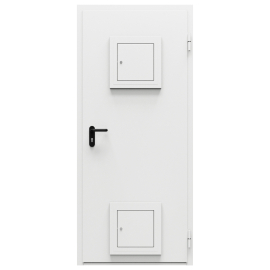 Дверь противопожарная металлическая дымогазонепроницаемая сплошная, однопольная, угловая коробка ДПМ-Пульс-01/60К (EIS 60) со стыковочными узлами (0850-2075)