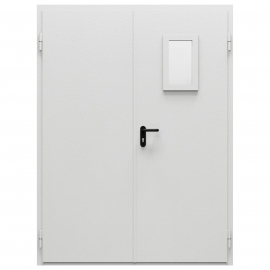Дверь противопожарная металлическая ДПМ-Пульс-02/30К (EIS 30) дымогазонепроницаемая, равнопольная угловая коробка  (1500-2075), правая, RAL 7035