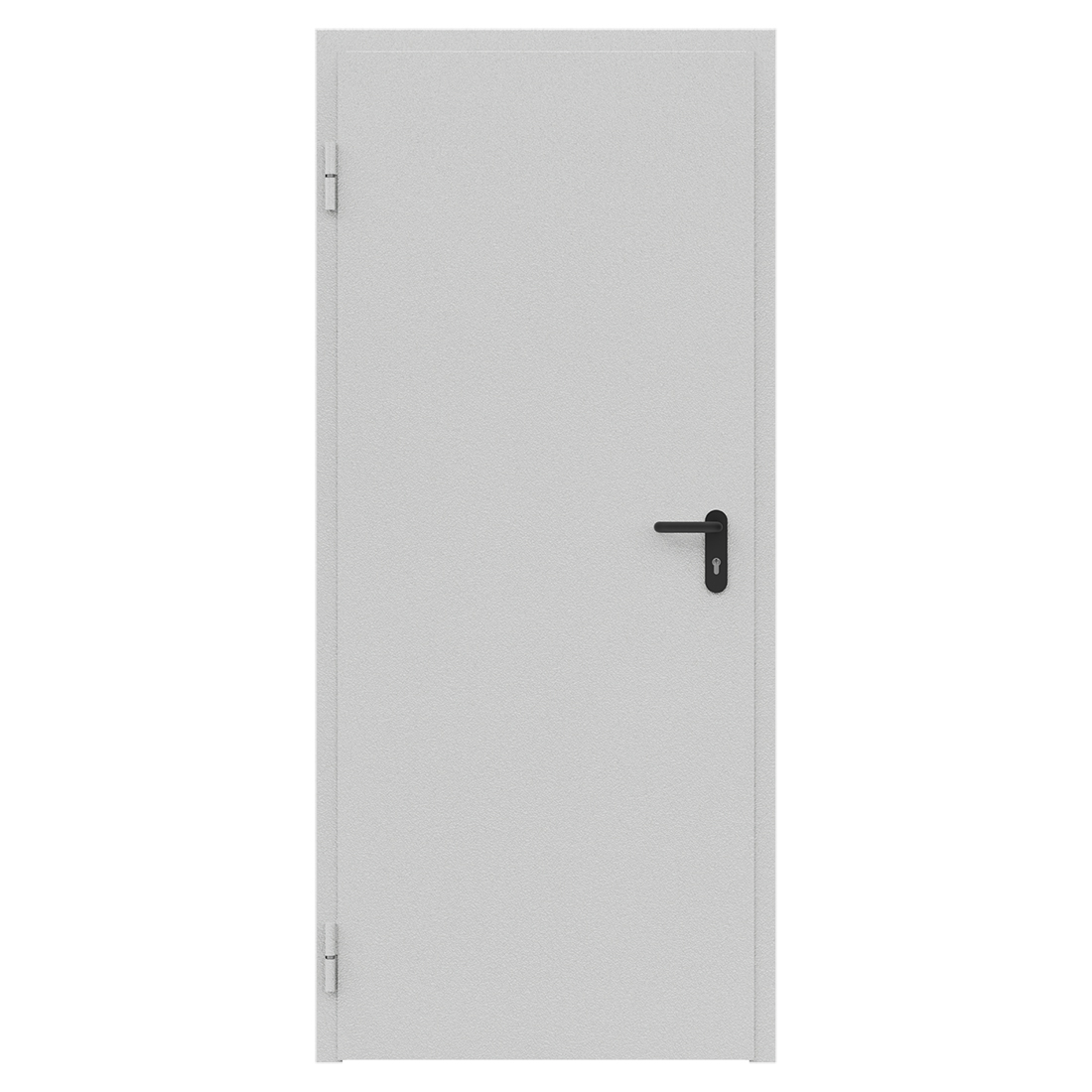 Дверь противопожарная металлическая ДПМ-Пульс-01/30К сплошная, угловая коробка (850х2075), без порога, левая, RAL7035