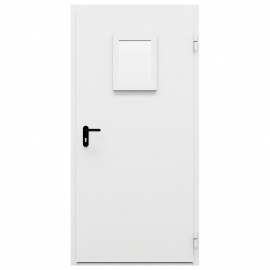 Дверь противопожарная металлическая однопольная типа ДПМ-Пульс-01/60К с остеклением угловая коробка, 0950-2075, Правая, RAL 7035