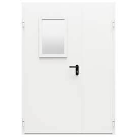 Дверь металлическая остекленная двупольная охватывающая коробка типа ДМО-200 (1425-2150, Левая, RAL 9010)
