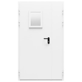 Дверь металлическая остекленная двупольная торцевая коробка типа ДМО-200 (1200-2075, Левая, RAL 9016)