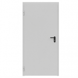 Дверь металлическая сплошная однопольная охватывающая коробка типа ДМ-100 (0850-2075, Левая, RAL 7035)