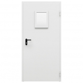 Дверь противопожарная металлическая однопольная ДПМ-Пульс-01/30К с остеклением угловая коробка (0950-2075, Правая, RAL 7035)