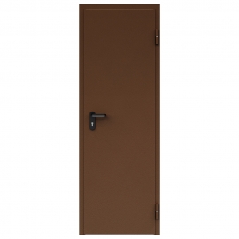 Дверь металлическая сплошная однопольная угловая коробка (0650х2075мм) типа ДМ-100, правая, RAL8014 (коричневый, шагрень)
