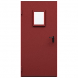 Дверь металлическая остекленная однопольная торцевая коробка типа ДМО-100 (0975-2075, Левая, RAL 3011)