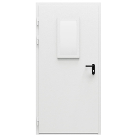 Дверь противопожарная металлическая дымогазонепроницаемая однопольная ДПМ-Пульс-01/60К (EIS 60) с остеклением  угловая коробка (0950-2075)