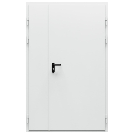 Дверь противопожарная металлическая сплошная двупольная дымогазонепроницаемая неравнопольная угловая коробка типа ДПМ-Пульс-02/60 (EIS 60) (1250-2075, Правая, RAL 7035)