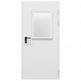 Дверь противопожарная металлическая однопольная ДПМ-Пульс-01/30К с остеклением охватывающая коробка (0950-2075, Правая, RAL 7035)