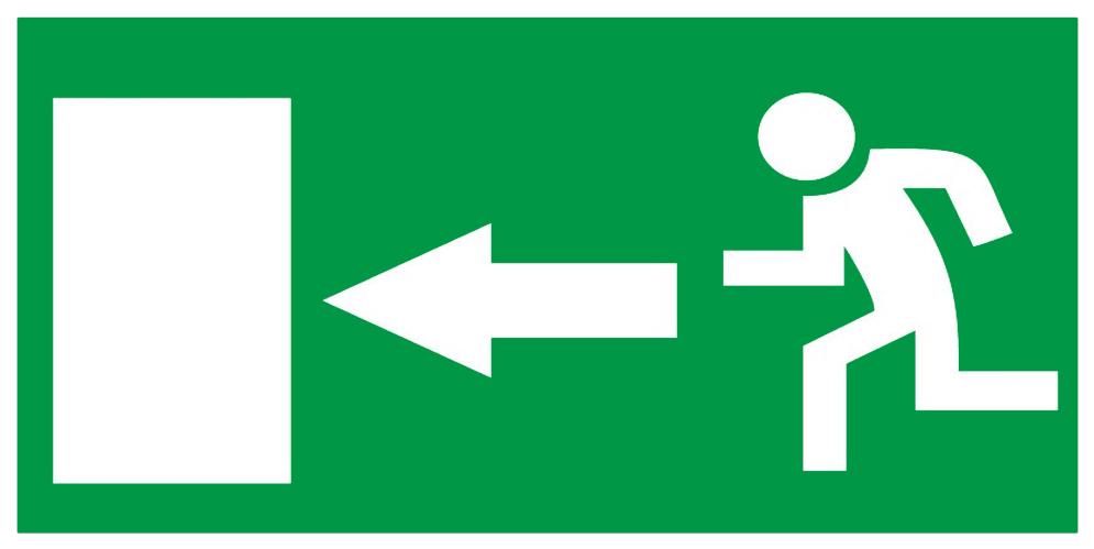 Знак E04 Направление к эвакуационному выходу налево (150х300) НПО ПУЛЬС