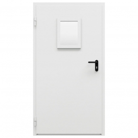 Дверь противопожарная металлическая однопольная ДПМ-Пульс-01/30К с остеклением угло-торцевая коробка (1075-2000, Левая, RAL 7035)