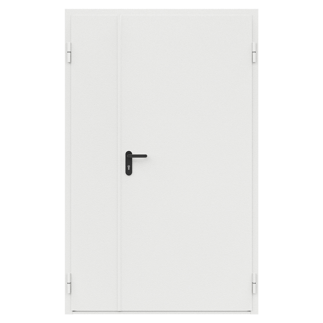 Дверь противопожарная металлическая сплошная двупольная неравнопольная угловая коробка (1250х2075мм) ДПМ-Пульс-02/60 (EI60), правая, RAL9016