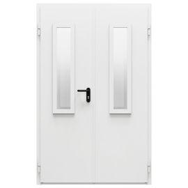Дверь металлическая остекленная двупольная угловая коробка типа ДМО-200 (1250-2075, Левая, RAL 7035)