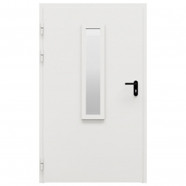 Дверь противопожарная металлическая ДПМ-Пульс-01/60К, однопольная, с остеклением, угловая коробка, RAL 9010