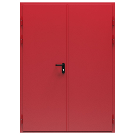 Дверь противопожарная металлическая сплошная двупольная дымогазонепроницаемая равнопольная угловая коробка типа ДПМ-Пульс-02/60 (EIS 60) (1450-2075, Левая, RAL 3002)
