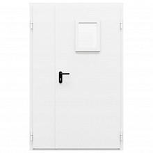 Дверь противопожарная металлическая двупольная ДПМ-Пульс-02/30К (EI 30) с остеклением неравнопольная угловая коробка (1250-2075, Правая, RAL 9016)
