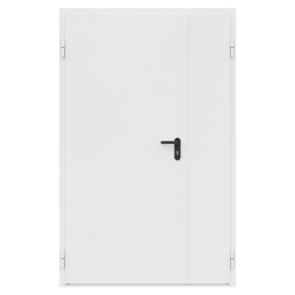 Дверь противопожарная металлическая сплошная двупольная неравнопольная угловая коробка (1250х2075мм) ДПМ-Пульс-02/60 (EI60), левая, RAL9016