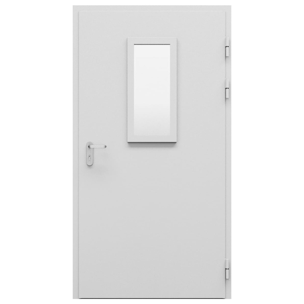 Дверь противопожарная металлическая однопольная типа ДПМ-Пульс-01/60К с остеклением угловая коробка, 1050-2075, Правая, RAL 7004