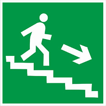 Знак E13 Направление к эвакуационному выходу по лестнице вниз