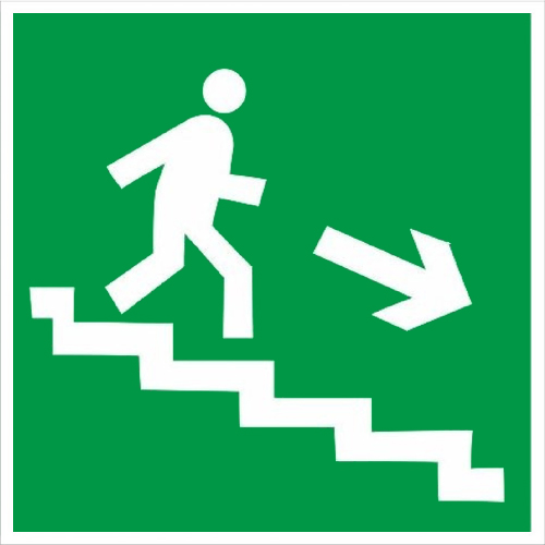 Знак E13 Направление к эвакуационному выходу по лестнице вниз НПО ПУЛЬС