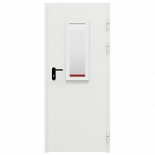 Дверь противопожарная металлическая однопольная типа ДПМ-Пульс-01/60К (EI 60) с остеклением торцевая коробка, 0900-2100, Правая, RAL 9016