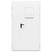 Дверь металлическая остекленная двупольная торцевая коробка типа ДМО-200 (1200-2075, Правая, RAL 9016)