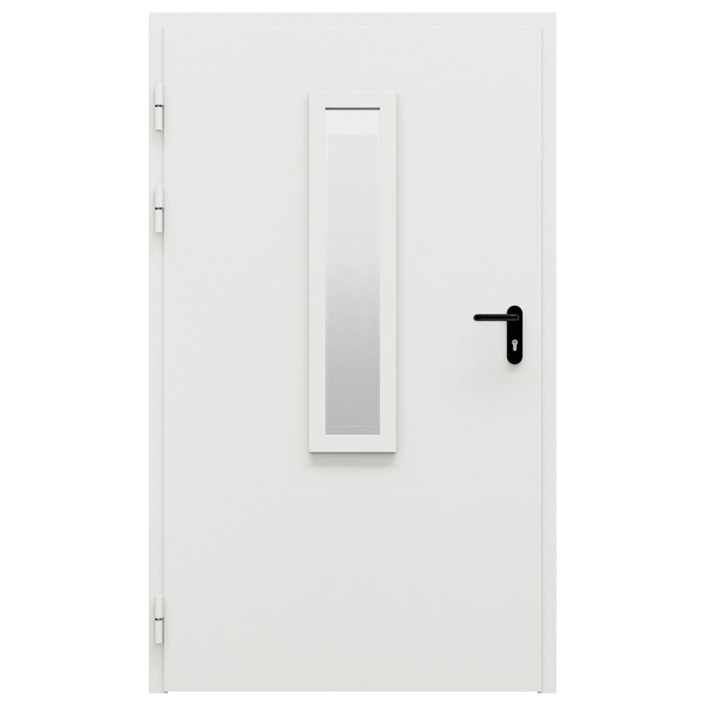 Дверь противопожарная металлическая ДПМ-Пульс-01/60К (EI 60), однопольная, с остеклением, угловая коробка, RAL 9010