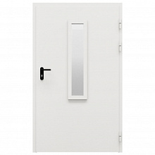 Дверь противопожарная металлическая однопольная типа ДПМ-Пульс-01/60К (EI 60) с остеклением угловая коробка, 1150-1950, Правая, RAL 9010