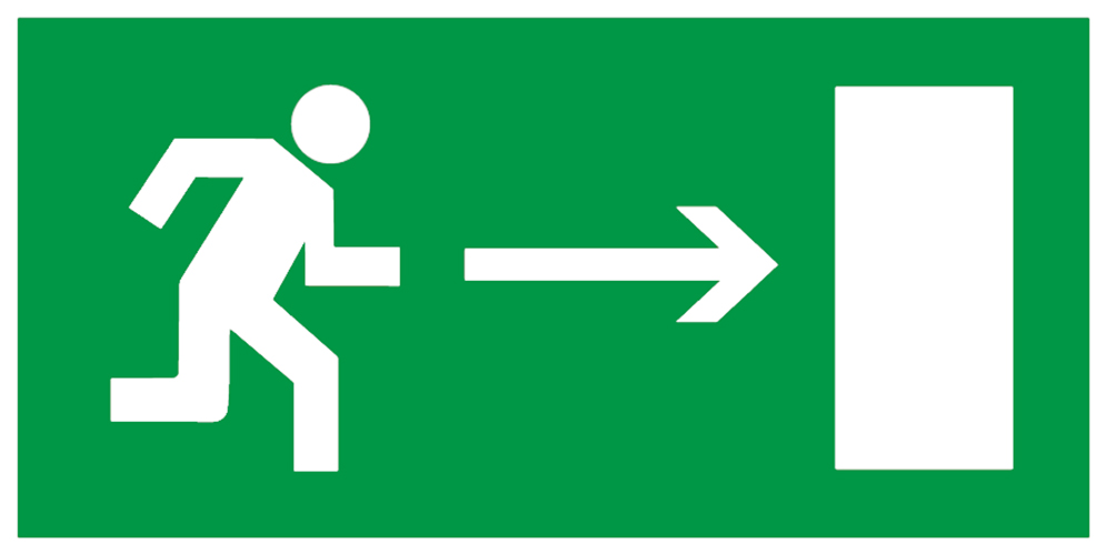 Знак E03 Направление к эвакуационному выходу направо (150х300) НПО ПУЛЬС