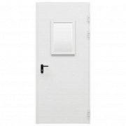 Дверь металлическая остекленная однопольная угловая коробка типа ДМО-100 (0975-2075, Правая, RAL 7035)