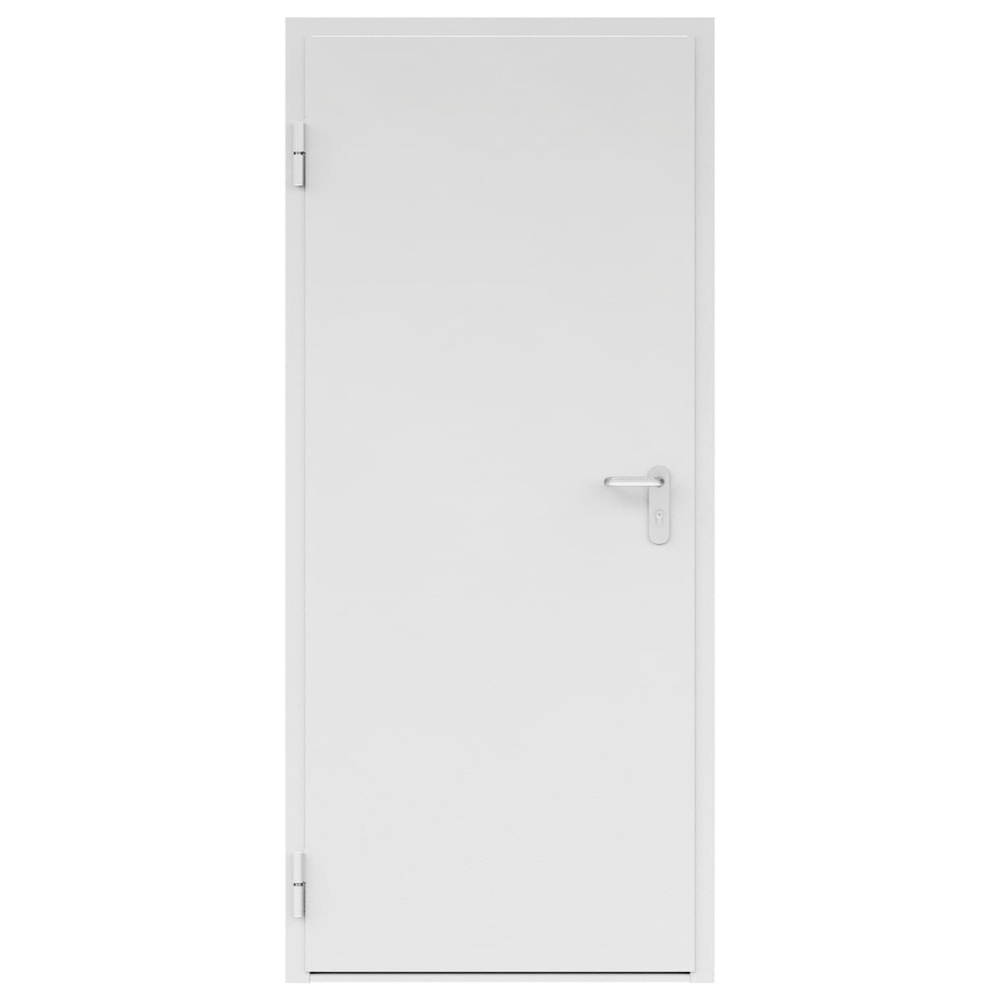 Дверь противопожарная металлическая ДПМ-Пульс-01/60К сплошная, угловая коробка (0850-2075), левая, RAL 7035