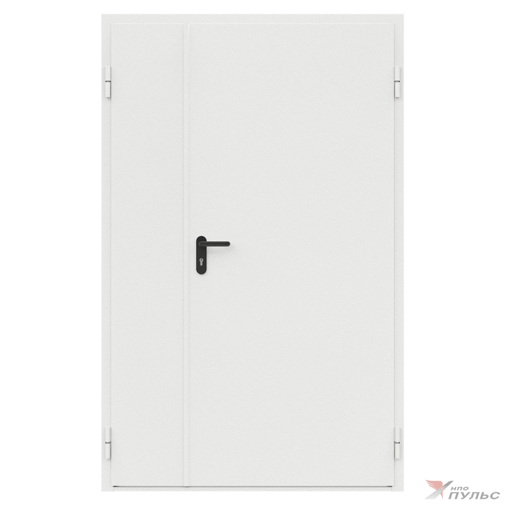 Дверь противопожарная металлическая сплошная двупольная неравнопольная угловая коробка типа ДПМ-Пульс-02/30К (EI 30) (1250-2175, Правая, RAL 7047)