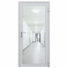 Дверь противопожарная остекленная однопольная ДПО-Пульс-01/60 (EIWS 60) из стального профиля, угловая коробка (1080х2090мм), без порога