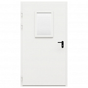 Дверь металлическая оцинкованная остекленная однопольная торцевая коробка типа ДМО-100 (1075-2075, Левая, RAL 9010)