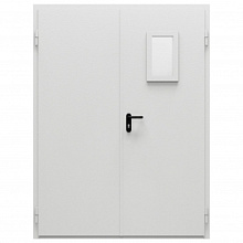 Дверь противопожарная металлическая ДПМ-Пульс-02/30К (EIS 30) дымогазонепроницаемая, равнопольная угловая коробка  (1500-2075), правая, RAL 7035