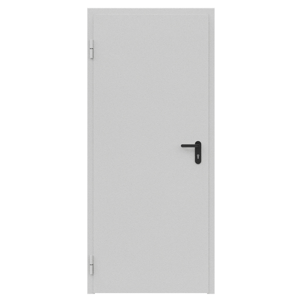 Дверь противопожарная металлическая ДПМ-Пульс-01/30К сплошная, угловая коробка (850х2075), без порога, левая, RAL7035