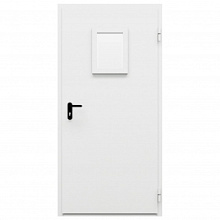 Дверь противопожарная металлическая однопольная типа ДПМ-Пульс-01/60К (EI 60) с остеклением угловая коробка, 0950-2075, Правая, RAL 7035